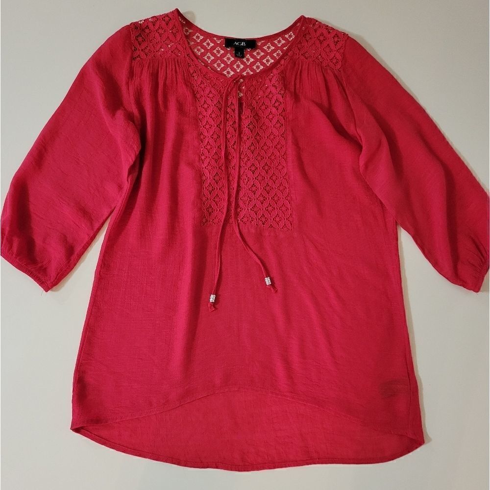 AGB Red Boho Lace Blouse